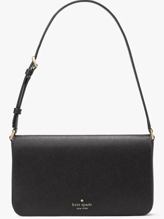 kate spade Handbags - Kate Spade Staci Flap Shoulder Bag Black Saffiano Leather KF371 NWT